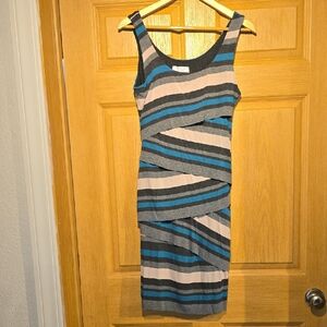 Bailey 44 Sleeveless Striped Mini Dress in Blue, Gray & Cream